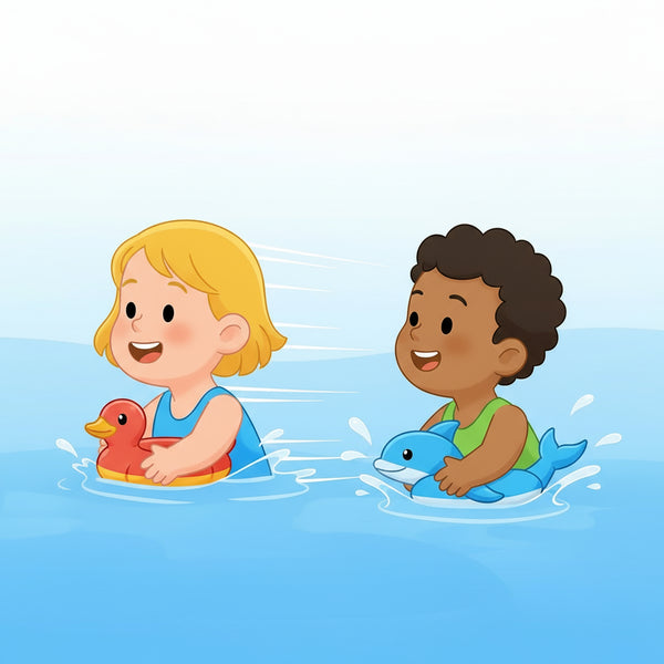 Floating Races encourages movement, balance, and water coordination.
